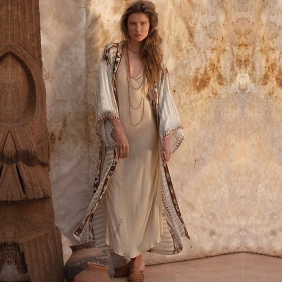 New Boho Western Kimono Maxi Long Duster Folk Cardigan - Picture 5 of 7